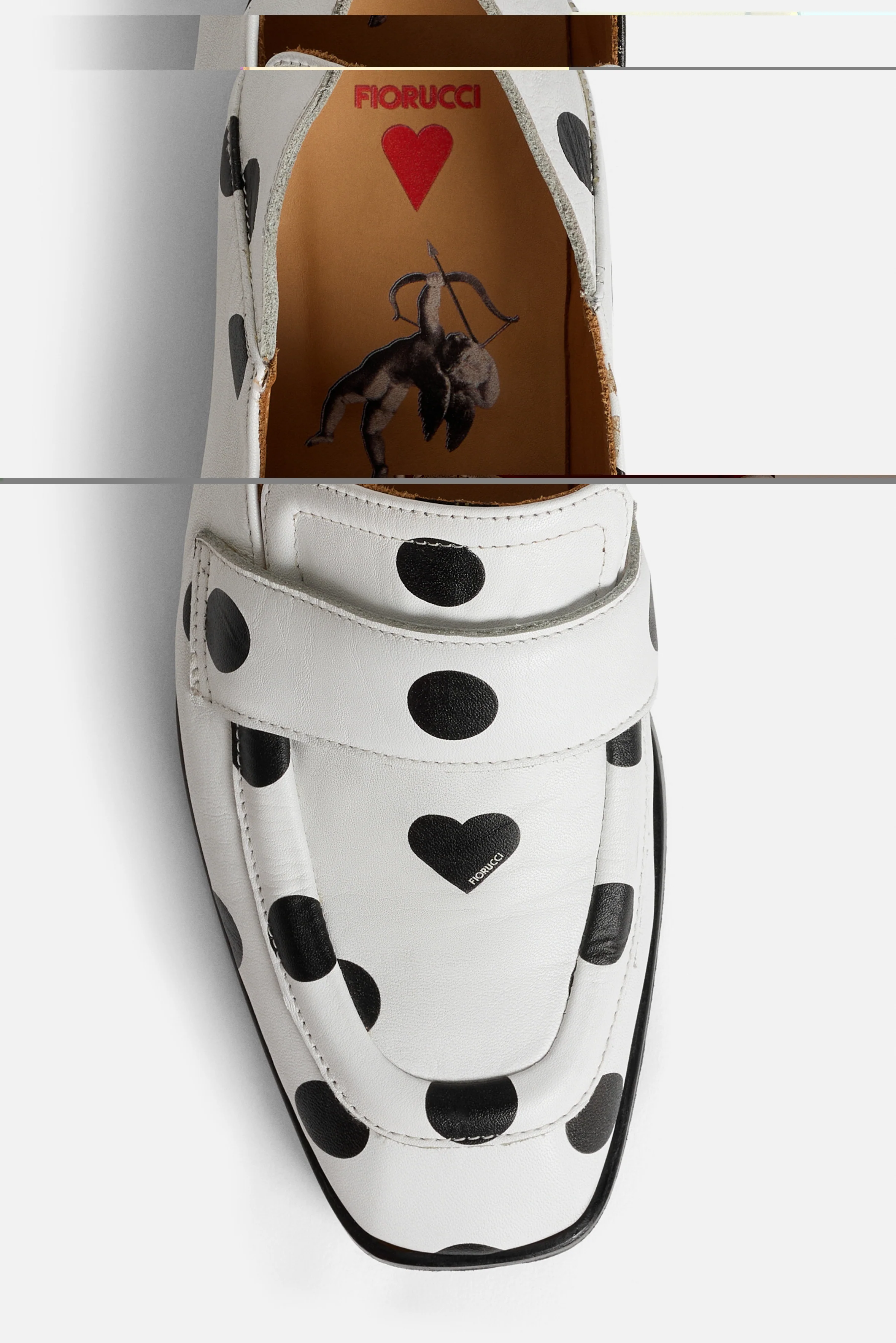 Womens Polka Dot Leather Loafers White - Image 7
